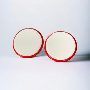 Vintage Fun Red White Plastic Button Earrings Pinup Mid Century Fun Quirky